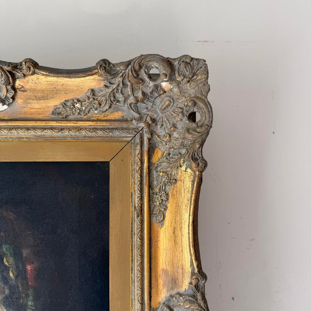 Antique Romani Girl Gilt Oil Painting For Sale In Charleston - Image 6 of 12