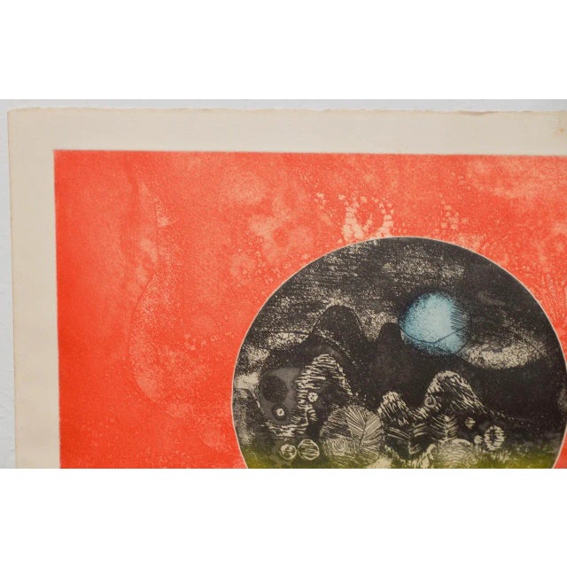 Dang Lebadang 1922-2015 Viet Nam Rare limited edition embossed color etching by listed artist Lebadang. Pencil signed and...