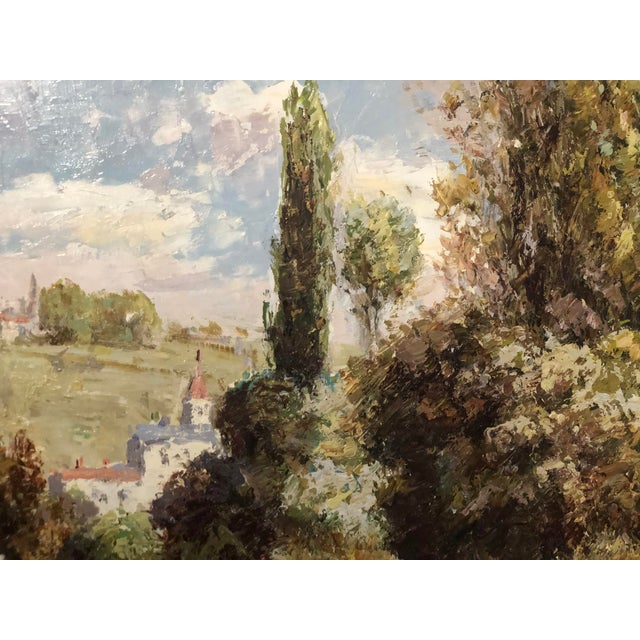 Late 20th Century Large Impressionistic European Village Landscape Oil Painting in Custom Gold Frame For Sale - Image 13 of 18