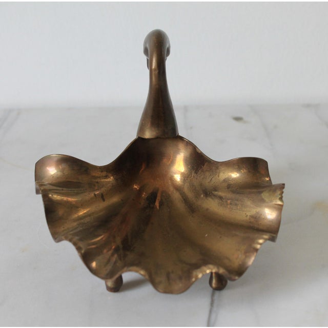 Metal Vintage Footed Brass Swan Soap or Trinket Dish For Sale - Image 7 of 11