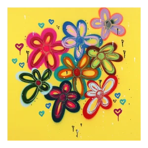 Bright Colorful Graffiti Painting Flowers Street Art Playful "Singing Flowers" Original Artwork by Amber Goldhammer