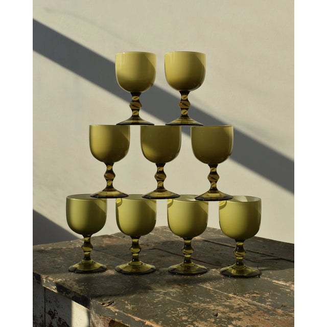 Vintage Citrine Cased Glass Stemware Set of 5 by Carlo Moretti, Circa Mid-20th Century For Sale - Image 13 of 13