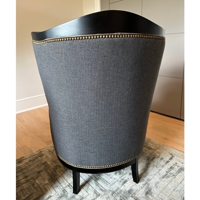 Arhaus Catania Wingback Chair & Matching Ottoman in Libby Smoke For Sale - Image 9 of 17