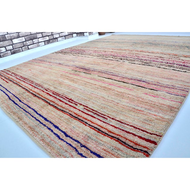 Textile Mid 20th Century Anatolian Turkish Handknotted Stripe Rug For Sale - Image 7 of 10