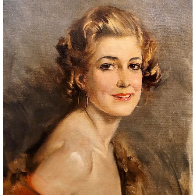 Howard Chandler Christy-1930 Portrait of an American Model -Oil Painting For Sale - Image 4 of 11