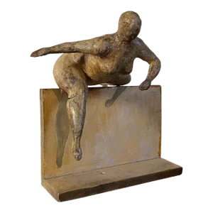 Roger Prince (American 1924 - 2021) Modernist Papier Mache & Wood Figurative Sculpture