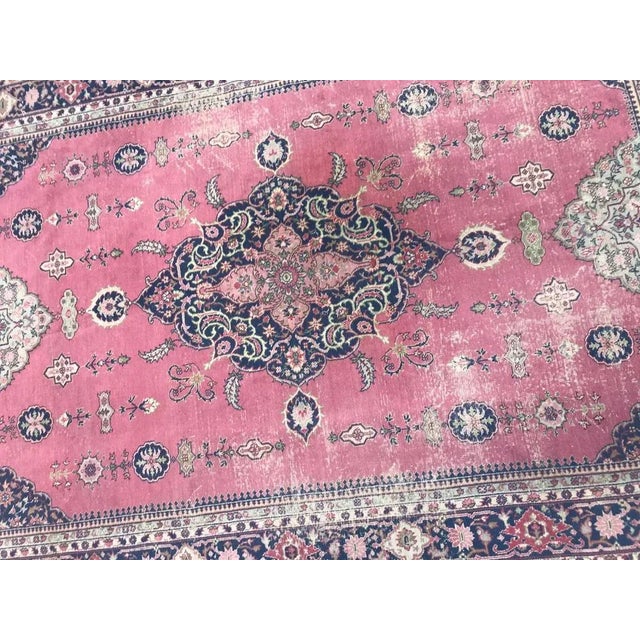 Nice early 20th century large Turkish rug from Sparta, with a central medallion design and beautiful pink field color,...