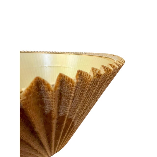 Mid 20th Century Pair Mid Century Modern Vintage Pleated Jute Lampshades For Sale - Image 5 of 18