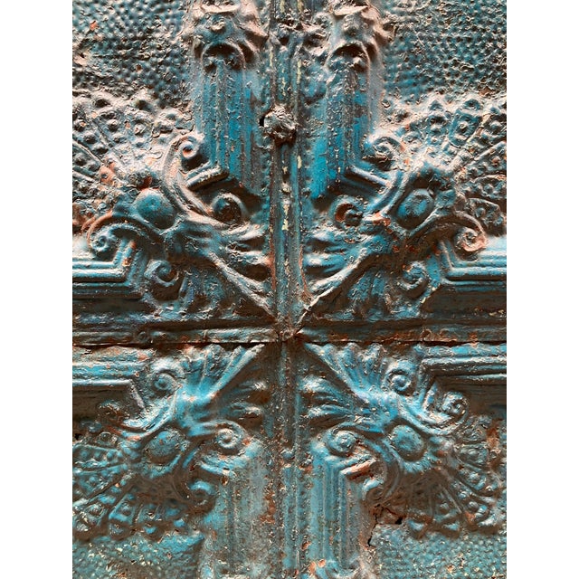 Ceiling Medallion Tile Framed XLG Turquoise For Sale - Image 9 of 11