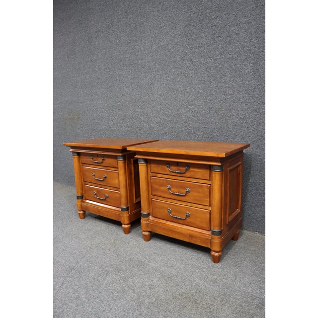Kincaid Solid Cherry 3 Drawer Nightstands/Pair For Sale - Image 4 of 11
