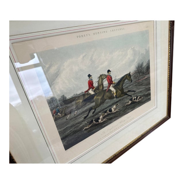 Complete Set of 6 Vintage Fores's Hunting Sketches Prints by Henry Alken Framed For Sale