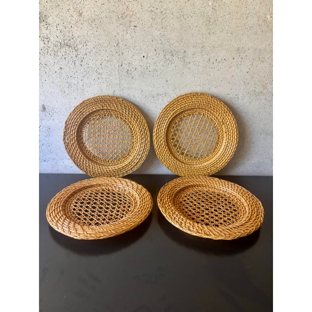 1970s Vintage 1970s Coastal Rattan Cane Woven Charger Placemats - Set of 8 For Sale - Image 5 of 5