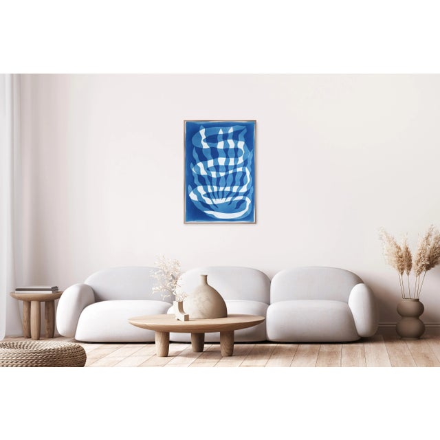 Paper 2025, Desert Modernism Movement, Handmade Cyanotype Monotype on Watercolor Paper, Deep Ocean Whirlpool by Kind of Cyan For Sale - Image 7 of 8