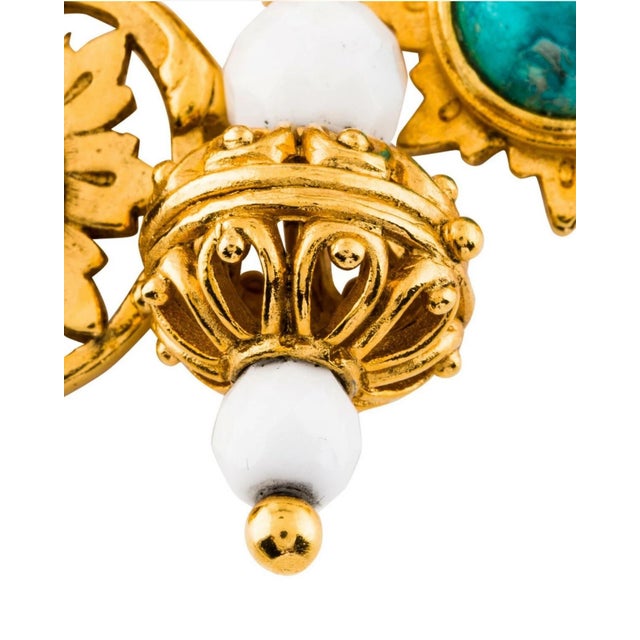 José & Maria Barrera Charms Bracelet Gem Stones Gold Plated Turquoise For Sale - Image 4 of 7