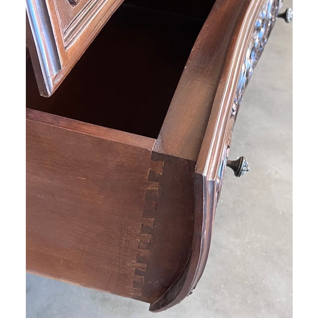 19th Century French Provincial Louis XV Carved Walnut Bombe Double Commode For Sale - Image 10 of 11