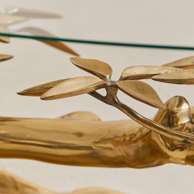 Belgian Brass Bonsai Coffee Table With Ellipse Glass Top Attributed to Willy Daro, 1970s For Sale - Image 11 of 11