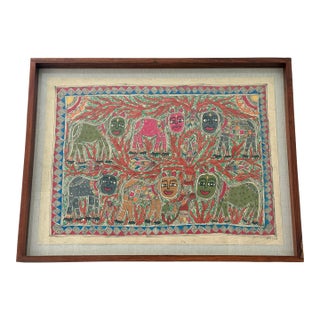 Madhubani Folk Art Painting From India For Sale