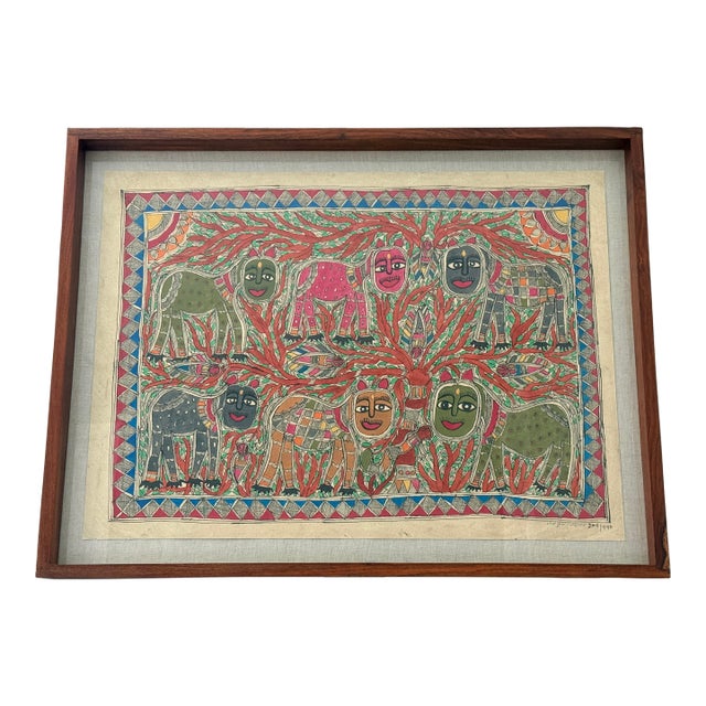 Madhubani Folk Art Painting From India For Sale