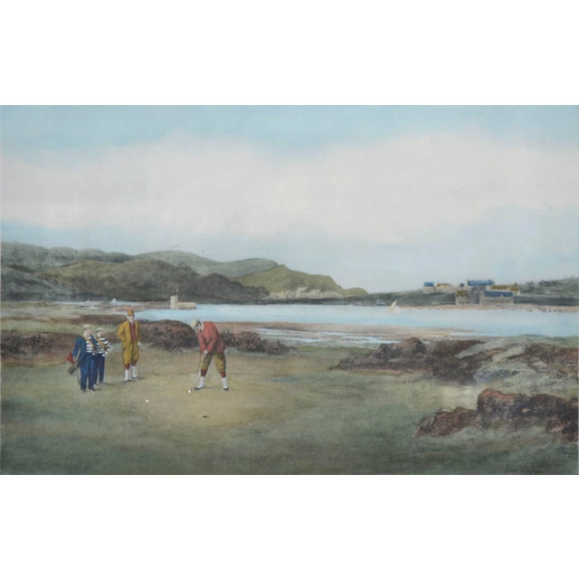 "The Putting Green" - Figurative Landscape 20th century lithograph copy (restrike) of an original painting by British...