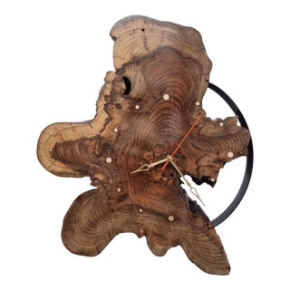 Half Moon - One-of-a-Kind Handcrafted Driftwood Wall Clock Sculpture For Sale
