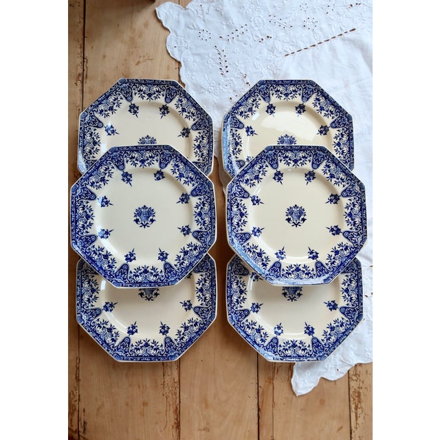 Ironstone Dinner Plates in Rouen Pattern from Longchamp, 1890s, Set of 6 For Sale - Image 11 of 11