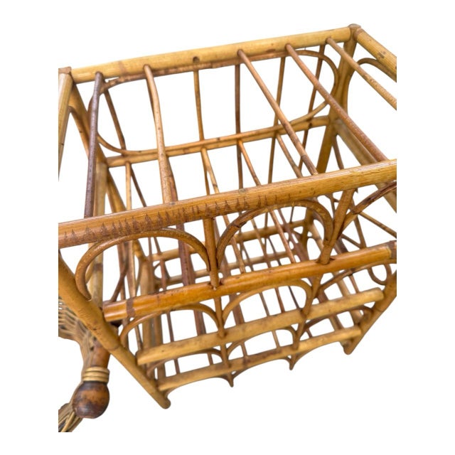 Vintage Bent Rattan Bamboo 12-Bottle Wine Rack - Coastal Boho For Sale - Image 10 of 12