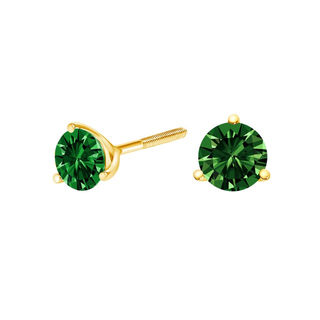 Delicately crafted for the discerning eye, these exquisite stud earrings feature a 1 1/2 carat total weight of vibrant,...