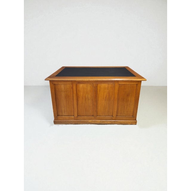 1940s Italian Oak Executive Desk with Leather Top, 1940s For Sale - Image 5 of 14