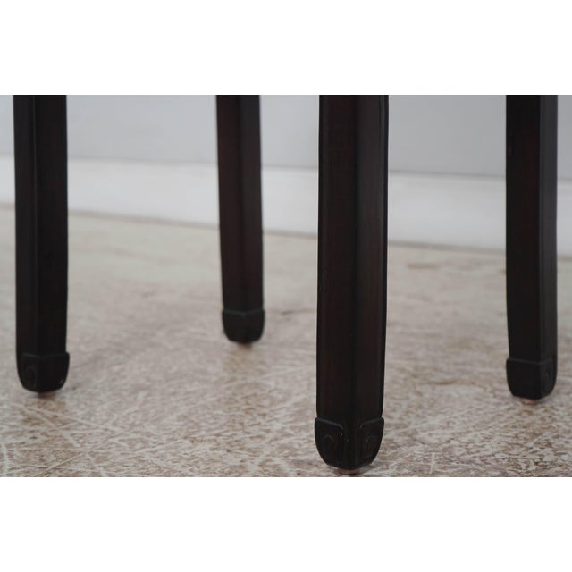 Brown Chinese Rosewood Marble Inset End Table For Sale - Image 8 of 14