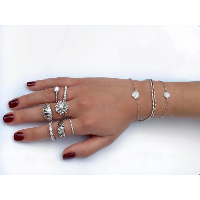 2010s Box Chain Natural Diamond Tennis Bracelet in 18k white gold For Sale - Image 5 of 9