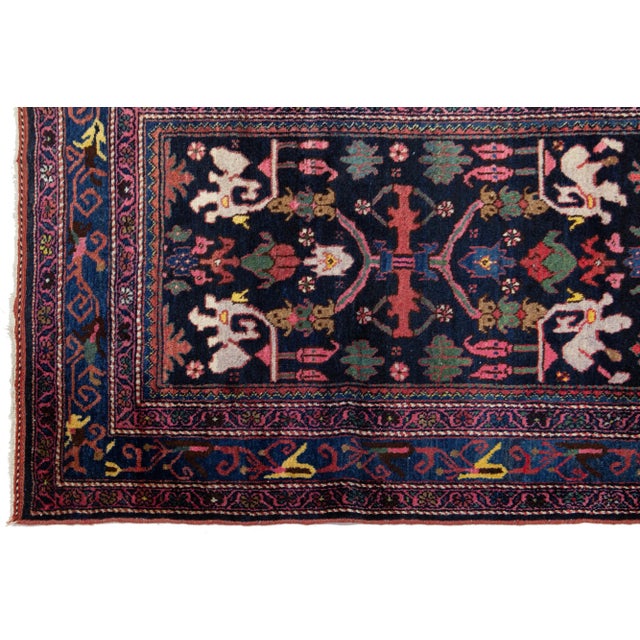 Textile Multicolor Allover Antique Malayer Wool Runner Handmade From the 1900s For Sale - Image 7 of 11