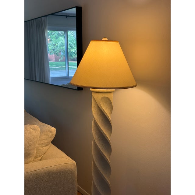 Cream 1980s Spiral Plaster Floor Lamp in the Style of Michael Taylor For Sale - Image 8 of 11