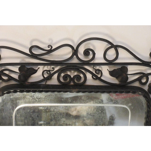 Metal 1940s Vintage Hand Wrought Etched Mirror For Sale - Image 7 of 8