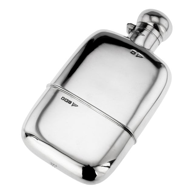 British Silver Hip Flask and Cup from Walker & Hall, 1915 For Sale