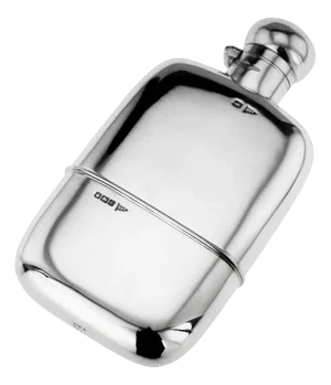 British Silver Hip Flask and Cup from Walker & Hall, 1915