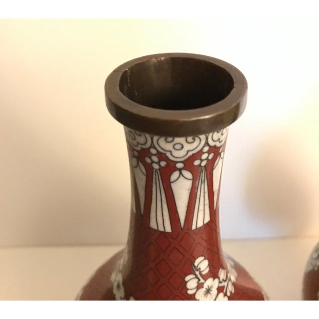 Metal A Fine Pair of Antique Chinese Cloisonné Gord Form Vases, circa 1900 For Sale - Image 7 of 11