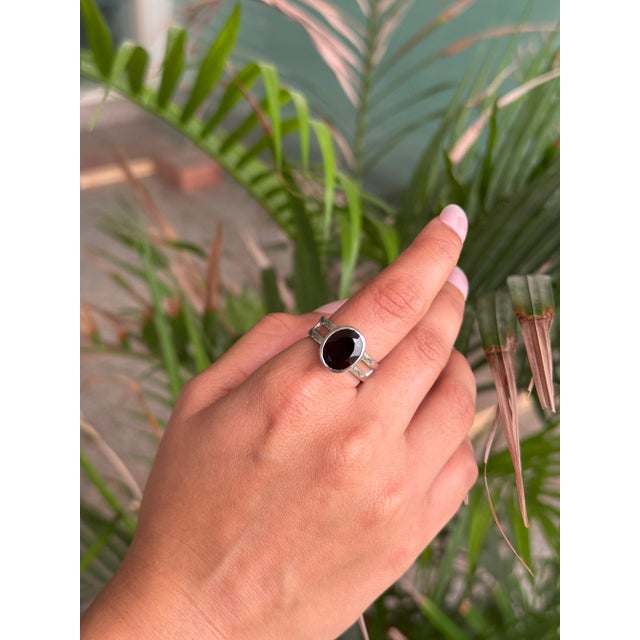 Handcrafted 925 Sterling Silver Garnet Ring With 10x8mm Oval Stone in Bezel Setting - Size 8 For Sale - Image 6 of 12