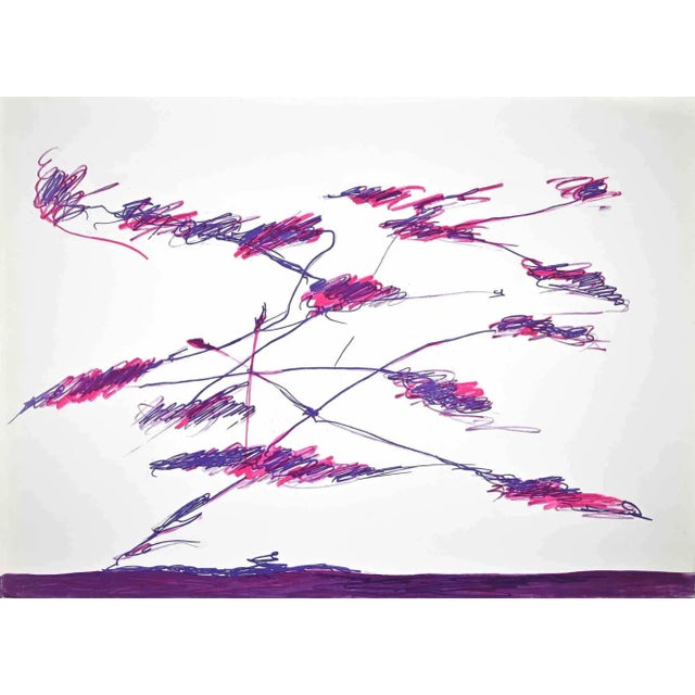 Abstract Violet Composition is a colored serigraph print realized by the contemporary artist Giulio Turcato in 1976. Hand-...