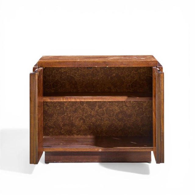 Brown Lane Staccato Mid Century Brutalist Walnut Nightstands - Pair For Sale - Image 8 of 11