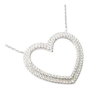 Tiffany & Co. Platinum Diamond Heart Double Metro Pendant Necklace