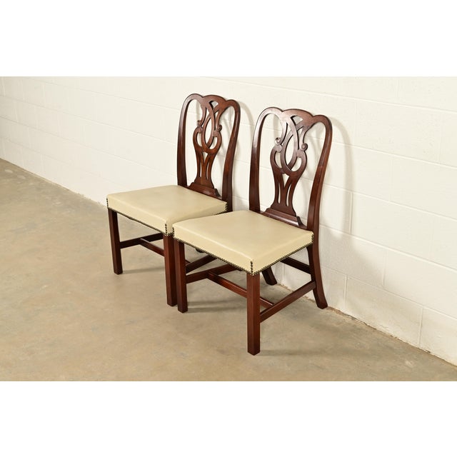 Baker Furniture Company Baker Furniture Georgian Carved Mahogany Side Chairs or Dining Chairs, Pair For Sale - Image 4 of 14