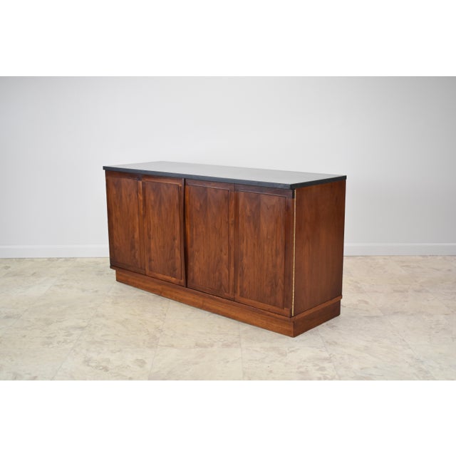 Jack Cartwright 1960's Slate Top + Walnut Credenza Attributed to Jack Cartwright for Founders For Sale - Image 4 of 12