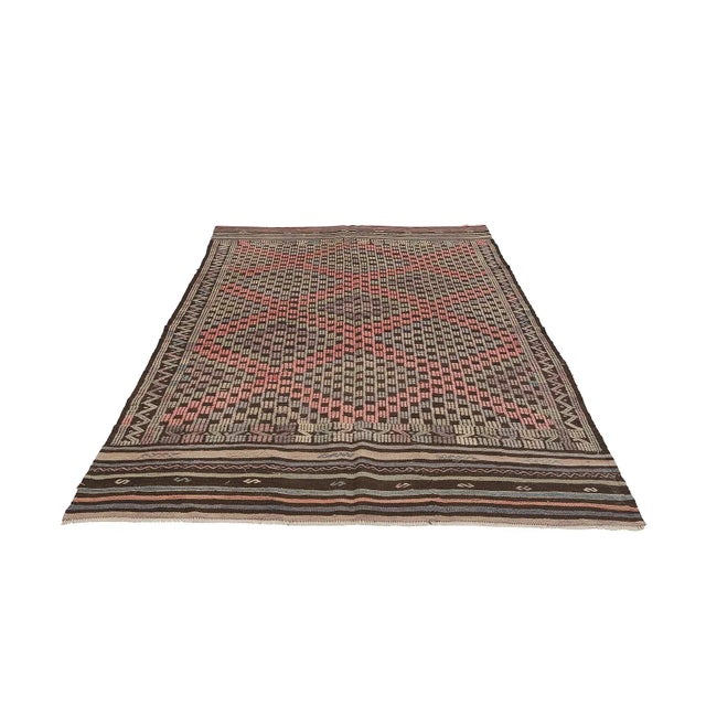 Embroidered vintage handwoven kilim rug from Denizli region of Turkey. Approximatelly 50-60 years old. In very good...
