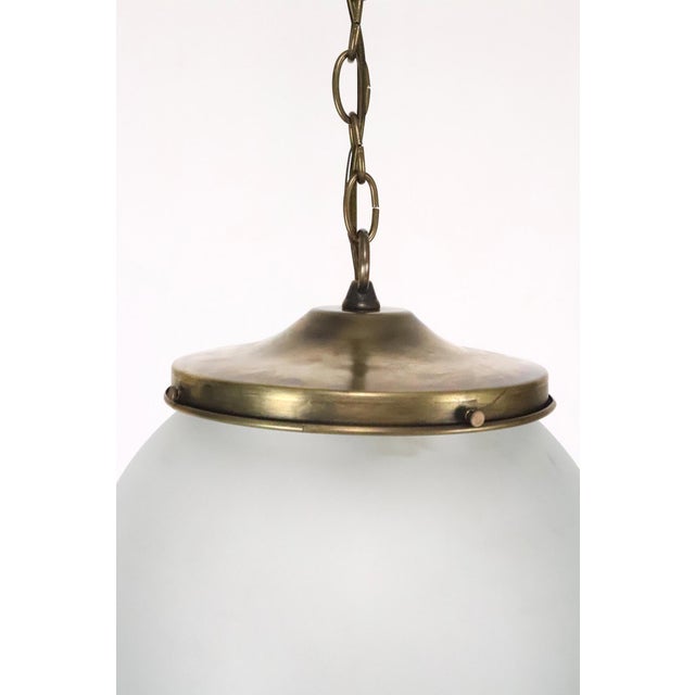 Mid 20th Century Mid Century Modern Frosted Glass Globe Chain Pendant Light For Sale - Image 4 of 9