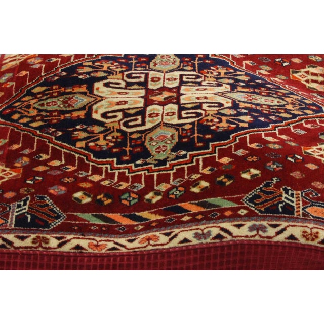 Red Pair of Antique Persian Floor Cushions Poshti Pillows For Sale - Image 8 of 9