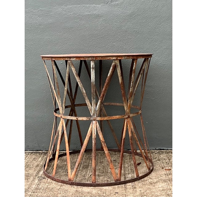 Vintage Patinated Metal Table Pedestal For Sale - Image 4 of 12