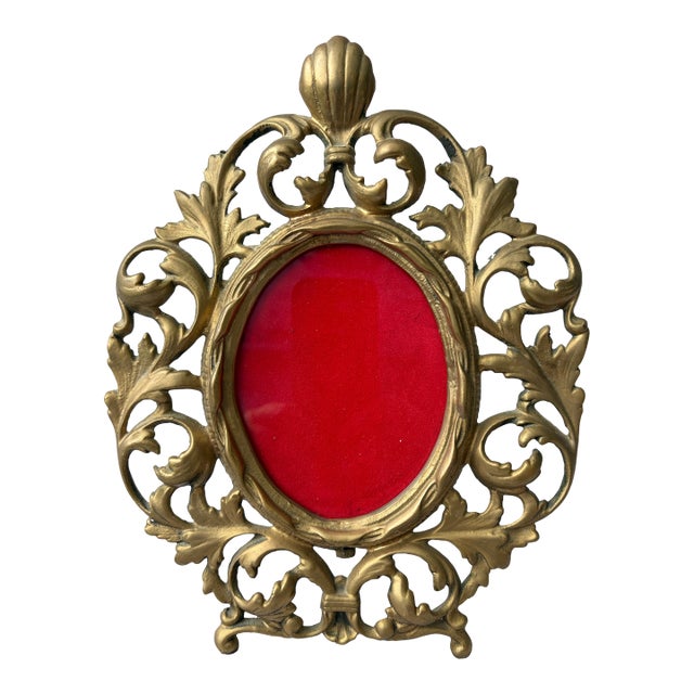 Ornate Rocco Style Brass Picture Frame For Sale