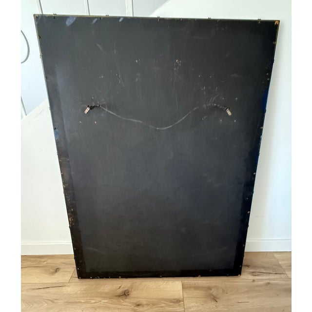 Mid 20th Century Vintage Navy Blue Faux Bamboo Large Wall Mirror For Sale - Image 5 of 7