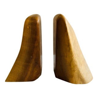 1970s Organic Modern Wooden Bookends - a Pair For Sale