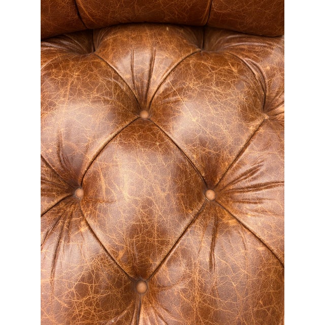 Edward Ferrell Tufted Brown Leather Dining Chairs -Set of 4 For Sale - Image 10 of 15